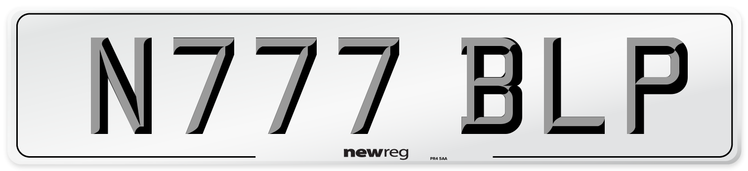 N777 BLP Number Plate from New Reg